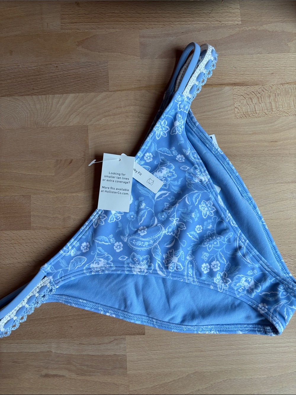 NWT Hollister Crochet-Style Trim Double-Strap Cheeky Bikini Bottom
